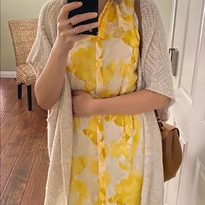 Banana Republic dress, white with yellow print.
